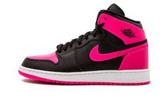 Jordan Brand commemorated Serena Williams with her very own Air Jordan 1 Retro after her 2017 Australian Open win, which gave her the most Major wins (male or female) in the Open Era. Featuring a traditional AJ 1 color block, the sneaker sports a Vivid Pink and Black colorway. Williams' logo appears on the heel and the tongue. | Air Jordan 1 Retro High EP GG Hyper Pink Sepatu Air Jordan, Nike Shoes Women Fashion, Pink Jordans, White Nike Shoes, Preppy Shoes, Nike Air Shoes, Cute Nike Shoes