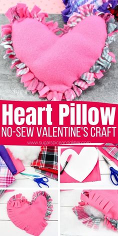 heart pillow no sew valentine's craft