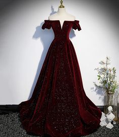 Burgundy velvet long prom dress A line evening dress on Storenvy Dark Red Prom Dress, Wine Red Prom Dress, Prom Dress Burgundy, Burgundy Evening Dress, Velvet Evening Dress, Burgundy Prom Dress, Burgundy Velvet, Red Prom, Long Prom Dresses