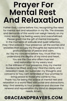 prayer for mental rest and relaxation