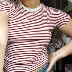 Really Cute Red And White Striped T Shirt From Zara! Never Worn! Fitted Red Zara Tops, Zara Striped Crew Neck Top, Trendy Striped Zara Tops, Red Cotton T-shirt By Zara, Zara Red Short Sleeve T-shirt, Red Short Sleeve T-shirt By Zara, Red Cotton Zara T-shirt, Stripped Tshirt, Red Striped Shirt