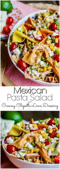 mexican pasta salad with tomatoes, corn and cheese