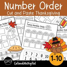 the thanksgiving themed number order cut and paste thanksgiving activities for kids to practice counting numbers