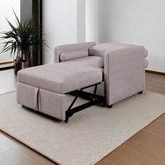 a chair that is sitting on top of a rug