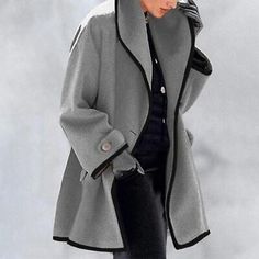 S-5XL Size Women's Jacket Button Coat Outwear Warm Pocket Overcoat Baggy Ladies | eBay Woolen Coat Woman, Wool Winter Coat, Lapel Coat, Long Overcoat, Shawl Collar Cardigan, Retro Mode, Long Sleeves Coats, Woolen Coat, Coat Outfits