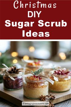 Sugar scrubs in mason jar gift ideas Natural Homemade Christmas Gifts, Christmas Sugar Scrubs Recipes, Diy Mason Jar Recipe Gifts, Holiday Bath Salts Diy, Christmas Mason Jar Ideas Gifts, Easy Homemade Sugar Scrub, Christmas Diy Mason Jar Ideas, Homestead Gifts Homemade Christmas, Homemade Spa Gifts