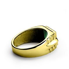 Green Emerald Ring Gold 10 karat Men's Diamond Jewelry – J F M Mens Emerald Rings, Mens Diamond Jewelry, Mens Ring Designs, Yellow Gold Mens Rings, Emerald Rings, Green Emerald Ring, Statement Rings Diamond, Emerald Ring Gold, Gold Topaz