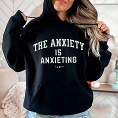 Wrap yourself in comfort and self-care with our Anxiety Hoodie - designed for those who face the battles within. 🌈🤍 Crafted with soft, soothing fabric, this hoodie is a cozy reminder to prioritize your mental health. ️💙 Embrace the warmth and reassurance it provides, making it perfect for those challenging days. Wear your strength, resilience, and self-love with our Anxiety Hoodie. ️🌟 Let this hoodie be your companion in the journey towards calmness and well-being. Order now and wear your me Mental Health Advocacy, Cute Shirt Designs, Funny Shirt Sayings, Funny Hoodies, Diy Shirt, Colorful Hoodies, Hoodie Design, Cute Shirts