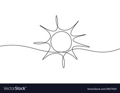 a line drawing of the sun on a white background