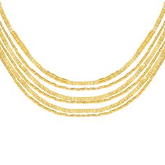 This 18k gold plated and rhodium plated necklace features layered strands of small square beads, attached with a magnetic closure. The longest strand measures 20 inches, while the shortest measures 16 inches. Handmade in Brazil, it offers a chic and contemporary style. It pairs with Nubia, Khalida or Nehara Bracelets. Luxury Gold Multi-strand Necklace, Luxury Multi-strand Gold Necklace, Multi-strand Gold Plated Chain Necklace, Elegant Multi-strand Chain Necklace With Box Chain, Elegant Multi-strand Box Chain Necklace, Modern Gold Multi-strand Jewelry, Modern Multi-strand Gold Jewelry, Gold Multi-strand Beaded Necklaces For Formal Occasions, Gold Multi-strand Beaded Necklace For Formal Occasions