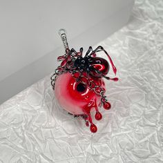 Halloween  Red Eyeball pendant Necklace  -  Frightful jewelry for Halloween, Gothic Jewelry Spooky Red Halloween Jewelry, Unique Halloween Pendant Necklaces, Halloween Party Pendant Jewelry, Red Novelty Jewelry For Halloween, Handmade Red Halloween Necklaces, Handmade Red Necklaces For Halloween, Halloween Globe, Red Eyeball, Halloween Gothic