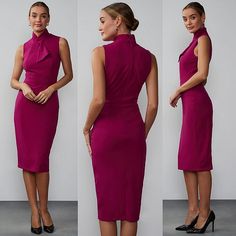 Size: Medium Brand New, Nwt Chic Purple Sleeveless Dress For Party, Purple Sleeveless Party Dress, Elegant Purple Midi Dress For Office, Elegant Purple Sleeveless Midi Dress, Purple Midi Dress For Office, Fitted Purple Midi Dress For Office, Purple Midi Dress For Date Night, Chic Purple Sleeveless Party Dress, Purple Fitted Midi Dress For Office