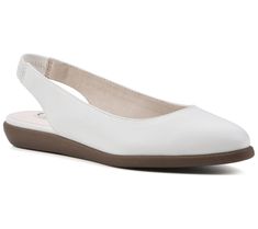 Perfect for pairing with a flowing sundress or your favorite distressed jeans, the versatile Memory flat shoe features a stretchy slingback strap for the perfect fit, and a padded insole for all-day comfort. From Cliffs by White Mountain. Spring Slingback Pumps With Arch Support, Casual Slingback Pumps With Round Toe For Spring, Casual Flat Slingback Pumps For Summer, Casual Round Toe Slingback Pumps For Spring, Slip-on Flat Heel Slingback Sandals For Spring, Slip-on Slingback Sandals With Round Toe For Spring, Spring Slingback Sandals With Cushioned Footbed And Low Heel, Spring Synthetic Slingback Pumps With Arch Support, Everyday Synthetic Slingback Sandals For Spring