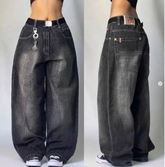 Buy Y2K New Jeans Women‘s Harajuku Hip-hop Vintage Grey washing Baggy Jeans Gothic Wide Leg Wide Trousers Street wear JIANGLANG at Walmart.com Look Jean, Street Jeans, Fashion 90s, High Waist Wide Leg Pants, 90's Fashion, High Street Fashion, Wide Trousers, Loose Fabric