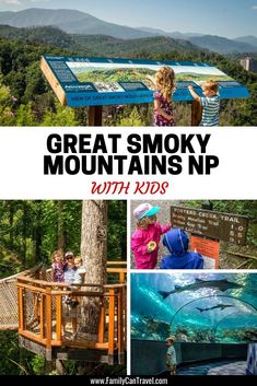 the great smoky mountains national park with kids and text overlay reads great smoky mountains national park with kids