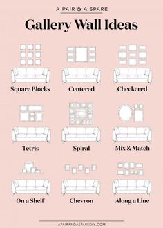 a poster with different types of couches and chairs on it's sides, including the