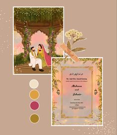 Adobe Wedding, Groom Cartoon, Bride Fashion Illustration, Bride And Groom Cartoon, Muslim Wedding Invitations, Bride Fashion