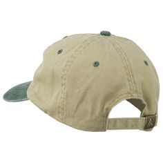 Pinochle Embroidered Washed CapMade of 100% cotton.One size fits most with an adjustable buckle strap closure, fitting up to XL.Same material inner hat band.Adult/Unisex.Crown measures 3 inches deep.Bill measures 3 inches long.Hand wash only.Brand of cap may vary with different manufacturer.Imported. Image of playing pinochle cards is embroidered on the front crown of cap.6 small colored ventilation holes placed on each panel of crown.Featuring two colors.Unstructured crown.Bill is pre-curved an Khaki Cotton Snapback Trucker Hat, Khaki Cotton Visor Hat, Adjustable Cotton Trucker Hat With Visor, Adjustable Cotton Trucker Hat Visor, Khaki Cotton Baseball Cap, Adjustable Cotton Trucker Hat With Embroidered Logo, Adjustable Cotton Baseball Cap With Curved Brim, Adjustable Cotton Baseball Cap For Outdoor, Khaki Cotton Snapback Baseball Cap