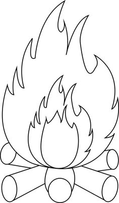 a black and white drawing of a fire