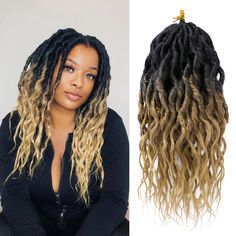 PRICES MAY VARY. 【Hair Style】Faux locs crochet hair for black women, goddess locs crochet braids with wavy curly ends. High quality synthetic fiber, this queen locs is handmade, soft and natural, resemble the touch and feel of real human hair. 【Hair Advantages】 We have improved the disadvantage that the roots are too thick and too rough，the tail is curly wavy, not easy to be tangle，light weight, no shedding, no smell, itch free, durable and not easy to break. You will get many compliments when y Foxylocks Hair Extensions, Best Synthetic Hair For Braids, Soft Locs Crochet Braids, Soft Locs Crochet, Wavy Hair With Braid, Braids With Curly Ends, Goddess Locs Crochet, Boy Braids Hairstyles, Wavy Hair Overnight