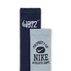 You can almost hear it now: the screaming fans and the marching band playing your alma mater. These are the perfect socks to stir up some nostalgia and get you ready to cheer on your favorite varsity team. Each pair features a different style graphic so you can change up your look for whatever the moment calls for. Nike Dri-FIT technology moves sweat away from your skin for quicker evaporation, helping you stay dry and comfortable. Ribbed arch band offers a supportive feel. Thick terry sole prov Band Playing, Vans Top, Sell Shoes, Sock Drawer, Lifestyle Art, Crew Cuts, Alma Mater, Nike Acg, Newest Jordans