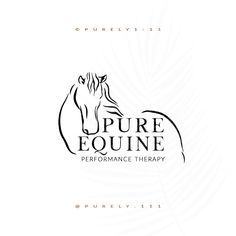 the logo for pure equine performance therapy, which is designed in black and white