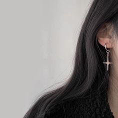 Silver cross dangles, They are lightweight and fit in everyday outfits perfectly. Bts Style, Earrings Gothic, Goth Earrings, Gothic Cross, Gothic Crosses, Green Skin, Earrings Hypoallergenic, Steel Cross, Dark Soul