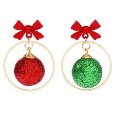 PRICES MAY VARY. Material: alloy. Weight/pcs:2g. Lightweight comfortable to wear for you. For female friends who like Christmas ball earrings, this is undoubtedly the worth price, the quality of the products is impeccable. gifts for all time to your friends or yourself, matching Christmas costume The earrings lenght:1.41''*0.98''. It's very light than most earrings. The Christmas earrings is a simple, stylish and lightweight earrings are a good choice, it makes you attractive and unique. You wil Ornament Earrings, Apple Earrings, Diy Xmas Gifts, Christmas Tree Earrings, Glitter Ornaments, Artificial Silk Flowers, Green Bows, Christmas Trends, Party Earrings