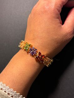 It's a beautiful bracelet made of beautiful gemstones with gold plated. The color will not change. Beautiful Gemstones, Gemstone Bracelet, Chain Link Bracelet, Beautiful Bracelet, Link Bracelets, Bracelet Making, Arm Band, Chain Link, Light Pink