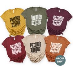 Celebrate in style with our matching Friendsgiving Crew 2024 shirts! Perfect for your Friendsgiving squad, this funny group shirt brings a fun and festive vibe to your Thanksgiving gatherings. Whether you're cooking, dining, or just enjoying each other's company, these matching Thanksgiving tees are a must-have. Make your fall season even more special by grabbing one for every member of your friends group. STYLE + SIZING ★ UNISEX Bella+Canvas 3001 T-Shirt ★ Colors may vary (see photo card for mo Casual Graphic Print Shirt For Family Gatherings, Friendsgiving Shirts, Friendsgiving Shirt, Thanksgiving Tee, Friends Group, Group Shirts, Crew Shirt, Photo Card, Fall Season