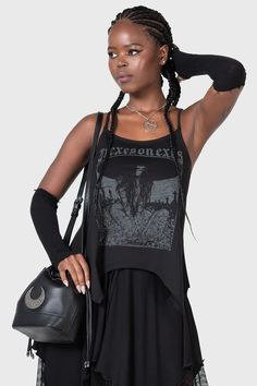 Tenebris Vest | Killstar Summer Goth, High Low Hem, Shoulder Straps, High & Low, High Low, Fashion Nova, Bleach, Dry Clean, Branding