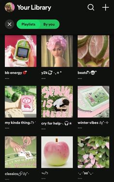 an iphone screenshot with pink and green images