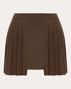 Labeca Athena Pleated Mini Skirt | OLIVELA Turkey Size, Pleated Mini Skirt, Side Panels, Asymmetric Hem, Cappuccino, Knit Jersey, Mini Skirt, Fitness Models, High Rise