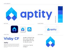 the logos for various companies are shown in blue and white colors, including an apptivy logo