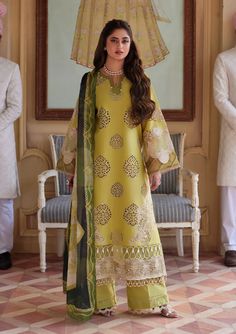 Brand: ELAF PremiumProduct Code: ELE-05 MEENAHCollection: Elaf Premium Eid Edition Unstitched Spring SummerFabric: Lawn Design Details: Schiffli Lawn Front 0.76-Meter Schiffli Lawn Back 0.76-Meter Schiffli Lawn Sleeves 0.65-Meter Embroidered Organza Front Left & Right Motifs 01-Pair Embroidered Organza Front + Back Daman Border 1.6-Meter Embroidered Organza Sleeves Border-01 01-Meter Embroidered Organza Sleeves Border-02 1.10-Meter Digital Printed Pure Tissue Silk Dupatta 2.5-Meter Solid Dyed Ca Unstitched Suits Design, Lawn Design, Pakistani Designer Clothes, Pakistani Clothes, Pakistani Style, Dress Traditional, Eid Outfit, Pakistani Lawn Suits, Organza Sleeves