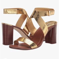 New Franco Sarto Gold Olinda Sandals Sh1 Embroidered Heels, Gold Strappy Heels, Pretty Sandals, Kitten Heel Shoes, Ankle Strap Sandals Heels, Sandals Gold, Snakeskin Heels, Black Pumps Heels, Square Toe Heels