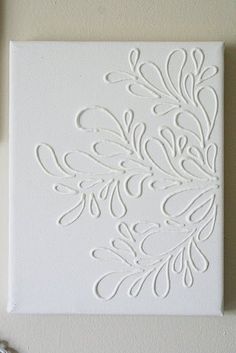 an image of a white paper with leaves on it and the words diy hungry make a design on a canvas board using emerator's glue