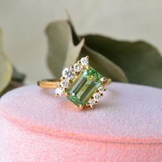 "This ring features a (8x12mm Octagon cut lab Made Mint Green Tourmaline). It is made by hand, and it will take about 6 to 8 days to finish the ring after your payment is completed. Main stone: 8x12mm  Cut Type: Octagon cut Main stone: Lab Mint Green Tourmaline  Material: 925 sterling silver/rose gold/white gold/yellow gold Accent stone: american diamond Payment Policy We accept payment through PayPal only. We have selected PayPal because it is the safest and most reliable mode of payment which enables to rapid shipping to our buyers and protects their interests. Feedback Policy Please do not leave the Negative feedback or Natural feedback before giving us a chan to resolve your problems. Positive feedback will be automatic to leave for you when you give me Positive feedback to us in 24 ho Tourmaline Ring Engagement, Tourmaline Rings, Tourmaline Engagement Ring, Wedding Anniversary Ring, Green Tourmaline Ring, Wedding Anniversary Rings, Rose Gold White, Tourmaline Ring, Fancy Jewelry