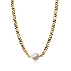 This contemporary, versatile chain crafted with high polished gold-plated stainless steel provides a sublime luster. The pearl charm highlighted on the necklace further elevates this piece, making it an ideal upgrade to your wardrobe. Fresh pearl, each one-of-a-kind and magnificent! Handmade with Love. 18K Gold Plated Stainless Steel Fresh Baroque Pearl Measurements: Approx 13" + 2" extender 100% Eco-Friendly; No Nickel, Chromium and Lead Sturdy lobster claw clasp Water-resistant, sweat-proof, h Greece Shopping, Pearl Charm Necklace, June Birthstone Jewelry, Bracelets Diy, Pearl Jewellery Earrings, Beaded Bracelets Diy, Pearl Charms, Men's Jewelry Rings, Evil Eye Jewelry