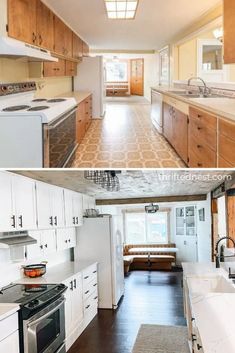 before and after pictures of a kitchen remodel