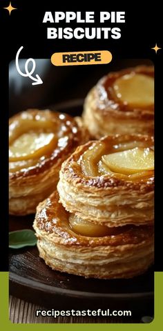 apple pie biscuits recipe on a plate with text overlay