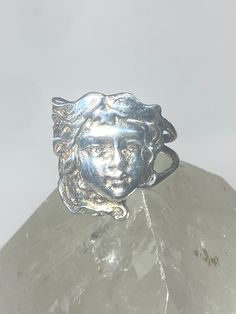 "Face ring  Art Nouveau size 7  band sterling silver   I leave the rings unpolished until I sell .. If the buyer wants the ring polished I will then polish the ring as some people like the patina.... Size 7 Weight 5.5g Width   3/4\" Band in Back  1/8\" Free Shipping & Free Postal Insurance  Delivered in a Gift Box  Free First Class shipping and postal insurance is included. If you want to upgrade to priority kindly pay an additional fee to do so.  This is recommended if you would like to have your package delivered faster than first class which has slowed down" Antique Hand Cast Silver Rings, Silver Art Nouveau Ring As Gift, Silver Art Nouveau Ring For Gift, Artistic Silver Ring Collectible, Beautiful Rings Vintage, Face Ring, You Are Wonderful, Turquoise Rings, The Rings