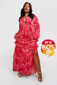 60% OFF EVERYTHING!*OR 50% OFF + FREE SHIPPING!** Plus Size Smock Dress, Work Wear Casual, Maxi Dress Collection, Ruffle Maxi Dress, Fitting Dress, Loose Fitting Dresses, Plus Size Maxi, Plus Size Wedding, Ruffled Maxi Dress