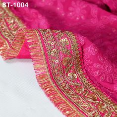 Magenta Georgette Dupatta Bridal Wedding lehenga Chunni Veil Gota Patti Sequin Scarf Indian Fabric Dresses Costumes Gift Her Bridesmaid.  You can select matching Dupatta from our Store for your Lehenga Skirt, for Punjabi suits, long dresses, Bridal Gown etc. Listing for Women's Georgette dupatta with Gold Sequins 2.3 Yard ➤ Material: Georgette Dupatta ➤ Product: Embroidered Dupatta  ➤ Color:  Magenta and Gold Sequins Dupatta. ➤ Condition: New ➤ Care: Dry Clean Only ➤ Code: st1004 Dimension: ➤Length: approx. 84" (Inches) ➤Width: approx. 38" (Inches) Indian Wedding Dupatta Embroidered Georgette Long Dupatta Chuni Bridal Veil Sequins Lehenga Embroidery Stoles Festival Punjabi Dress Chunni, Party Wear Dupatta, Lehenga Skirt Wear Dupatta, Designer Dupatta, Women Wedding Stole, Ladies Wedding Du Wedding Salwar Kameez In Art Silk With Cutdana, Unstitched Traditional Wear With Dupatta For Wedding, Wedding Salwar Kameez With Cutdana In Art Silk, Wedding Semi-stitched Anarkali Set With Pallu, Wedding Anarkali Set With Pallu In Georgette, Wedding Sharara With Dori Work In Georgette, Anarkali Art Silk Dupatta For Wedding, Wedding Georgette Sharara With Dori Work, Wedding Choli With Dupatta In Dola Silk