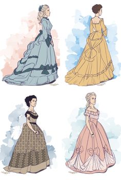 1800s Dresses Drawing, Dresses Victorian Era, Victorian Era Party, Dress Art Reference, Victorian Sketches, Dresses From The 1800s, Historical Dresses Victorian, Dresses Victorian