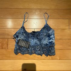 - Never Worn!!! - Super Pretty For A Festival Or Rave Blue Bohemian Lace Top, Trendy Fitted Tops With Crochet Trim, Blue Lace Tops For The Beach, Blue Crochet Lace Top, Trendy Lace Crop Top, Blue Lace Crochet Top For Summer, Blue Lace Crochet Top, Trendy Summer Lace Crop Top, Trendy Lace Crop Top For Summer