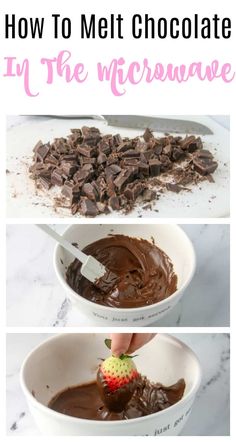 how to melt chocolate in the microwave and use it as an appetizer for desserts