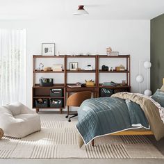 the bedroom is clean and ready to be used as a work space for someone's office