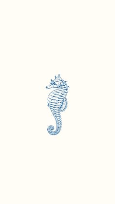 a drawing of a seahorse on a white background