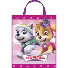 a pink bag with paw patrol characters on it